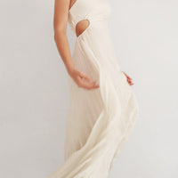 Women Elegant Long Dress Summer Sleeveless One-shoulder Pleated Hollowed Irregular Dress for Cocktail Party Beach Sundress Y2K