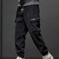 Spring Autumn New Style Elastic Waist Casual Pants for Men Stretch Straight Drawstring Harem Jogging Sports Long Pants Male