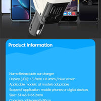 Elough 120W Car Charger Super Fast Flash Charge USB/Type C Multi Port Charger 4 in 1 Expansion Cable