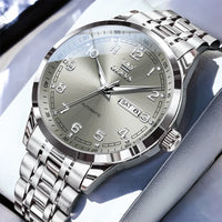 OLEVS Men Watches 7077 Luxury Fashion Top Brand Original Automatic Mechanical Watch for Man Double Scale Simple Trend Waterproof