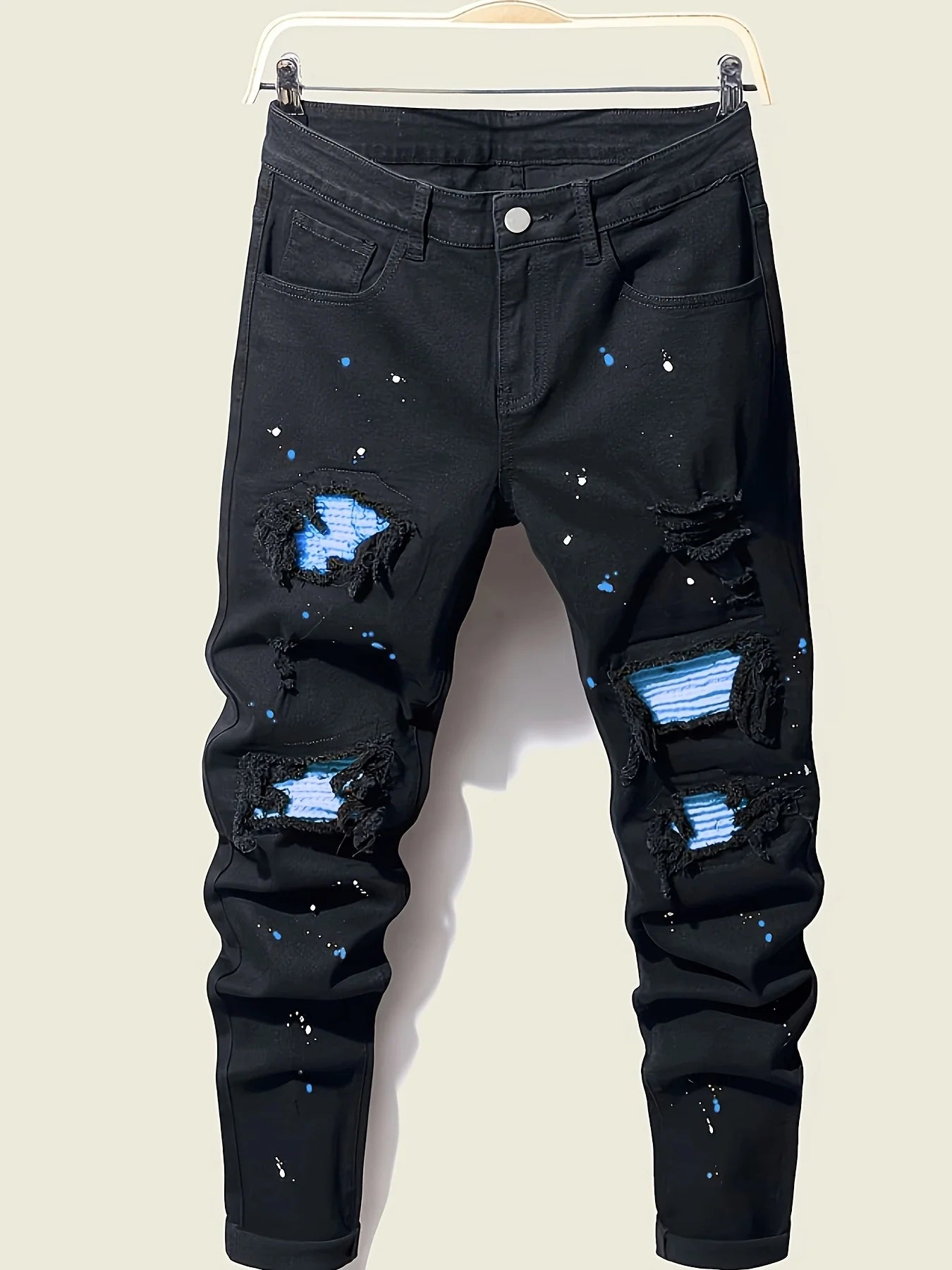 Men's Splash-Ink Patchwork Jeans