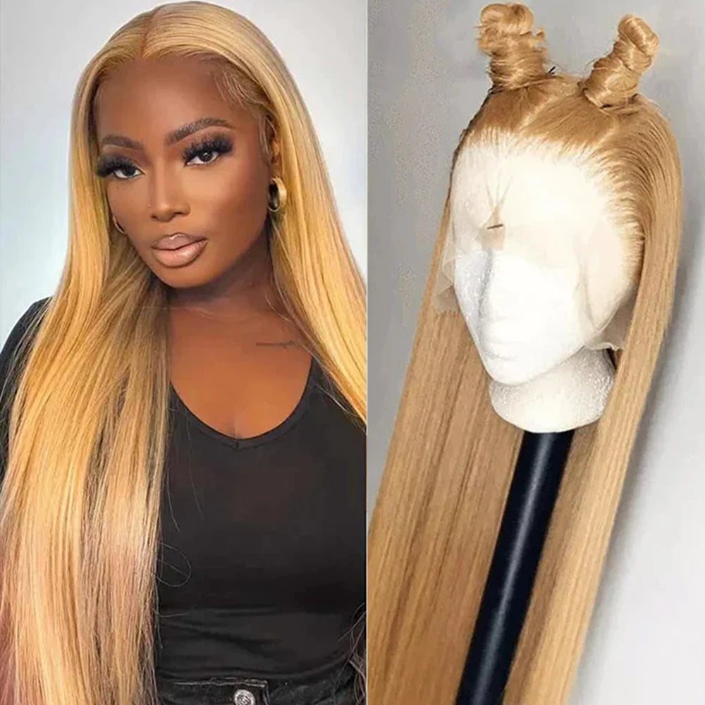 Reddish Brown Silky Straight 13x4 13X6 HD Synthetic Lace Front Wigs For Women 30 Inch Auburn Brown Straight Lace Wig Pre Plucked