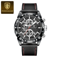 POEDAGAR Luxury Sports Man Wristwatch Military Quartz Men Watch Waterproof Luminous Chronograph Date Leather Men's Watches Reloj