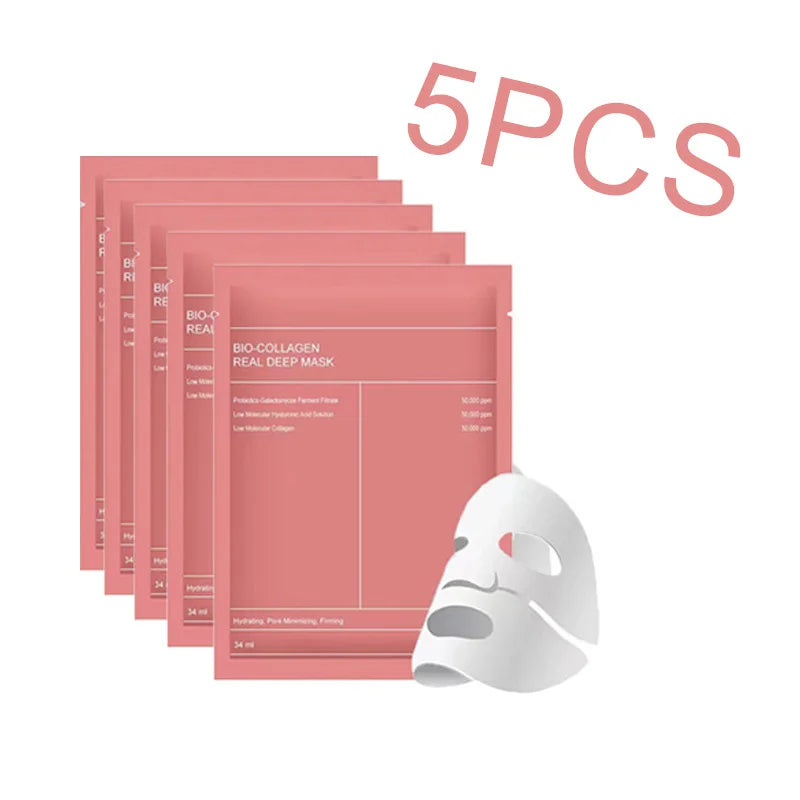 1/4/10PCs Bio Collagen Face Mask Shrink Pores Deep Hydrating Overnight Mask Moisturizing Refreshing Brightening Face Skin Care