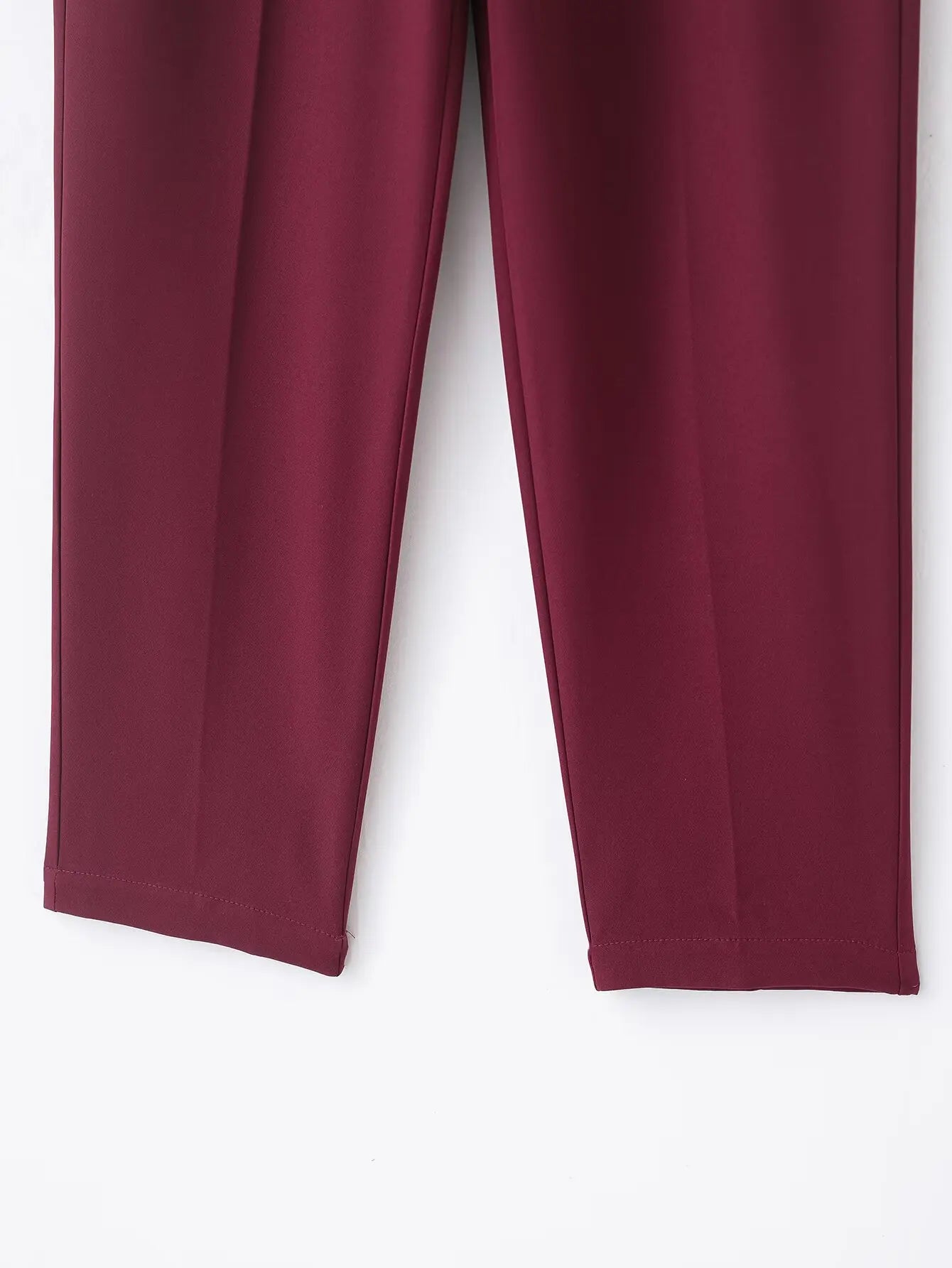 Faionable High Waist Belted Straight Leg Pants Women's Slim Fit Casual Autumn New Arrival Street Sle Polyester Fiber