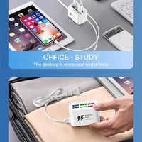 6 USB Charger Power Strip Universal Fast Charging EU/US Plug Phone Charger Adapter Electric Socket Extension Cable Table Socket