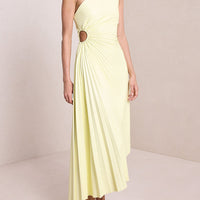 Women Elegant Long Dress Summer Sleeveless One-shoulder Pleated Hollowed Irregular Dress for Cocktail Party Beach Sundress Y2K