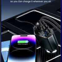 Elough 4 IN 1 Retractable Car Charger Fast Charging USB C To USB C ios Cable Charger USB Type C Car Adapter For iPhone Huawei