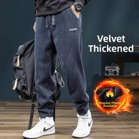 Men's Autumn Winter Thiened Fce Lined Corduroy Pants Loose Sports Casual High Street Trend Wear Resistant Dir Long Tro...