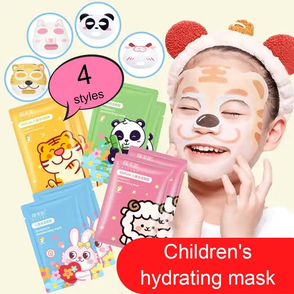 Children's Moisturizing Facial Mask Cute Cartoon Animal Brightening Hydrating Face Mask Smooth Whitening Face Skin Care Products