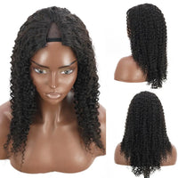 Kinky Curly V Part Wig Human Hair No Leave Out Thin Part Malaysian Hair Wigs for Women 250 Density Afro Curly V/U Part Wig 100%