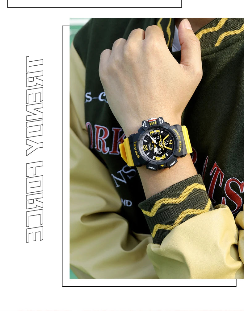 SMAEL Sport Watch for Men Waterproof Wristwatches Student Dual Display Digital Multi-function Stopwatch Clocks 8065 Male Watches