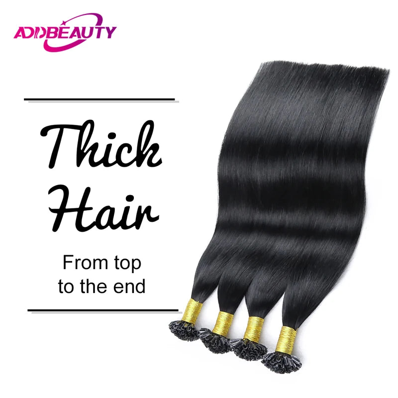 Straight Nail U Tip Fusion Human Hair Extension Keratin Capsule Brazilian Human Remy Hair Extensions 0.8g/1g/pc 50g Natural Hair