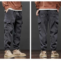 Spring Autumn New Style Elastic Waist Casual Pants for Men Stretch Straight Drawstring Harem Jogging Sports Long Pants Male