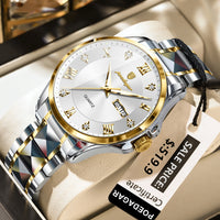 POEDAGAR Luxury Casual Man Watch Waterproof Luminous Date Week Quartz Men's Watches Stainless Steel Fashion Sport Men Wristwatch