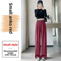 High Waist Slim Fit Straight Leg Suit Pants Wide Leg Casual Trousers Women's Autumn New Arrival Red Color Business Office Wear