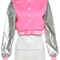 Kliou Letter Shape Patchwork Coats Women Casual Classic Panelled Long Sleeve Single Breasted Croped Jacket Female Street Outwear