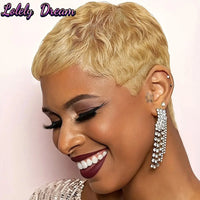 Brazilian Remy Pixie Cut Wigs Human Hair Short Prepluck Wig  Full Machine Made Human Hair Wigs For Black Women