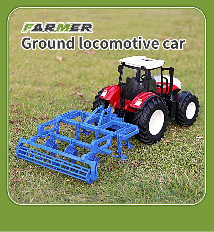 RC Farm Car Tractors Trailer 2.4G Radio Controlled Cars Farming Simulator Truck Miniature Farmer Animal Model Toys Children Boy