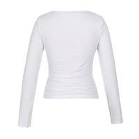 Women's Long Sleeve Tops Casual Scoop Neck Ribbed Knit Slim Fitted Basic Tee Shirts Trendy Spring Outfits