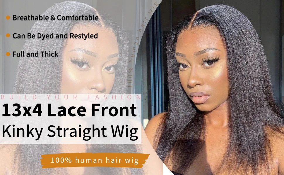 13x4 Transparent Lace Front Brazilian Human Hair Wig Sale Kinky Straight 180% Lace Frontal Yaki Human Hair Wigs Short Lace Wig