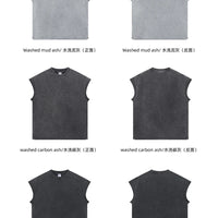 ZODF Trendy Summer Men Batik Washed 275gsm Cotton Tank Tops Unisex Oversized Loose Edge Sleeveless Vests Brand Tees HY1036