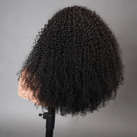 Beginner Friendly 3 In 1 Half Wig Human Hair Kinky Curly Coily Half Wig Invisible Drawstring Glueless Curly Flip Over Wig 180%