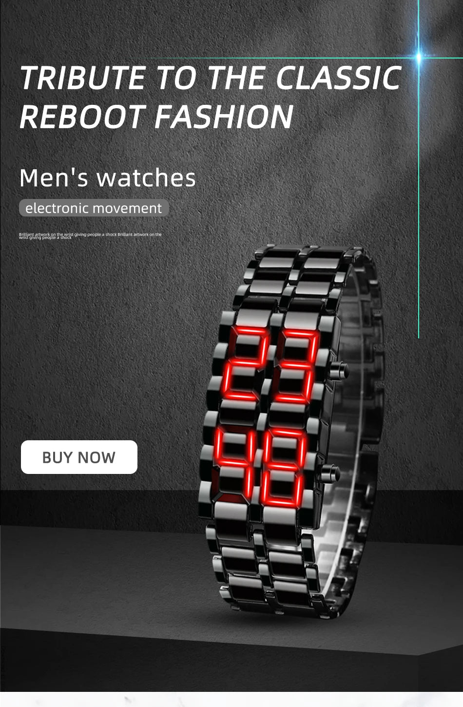 Fashion Mens Digital Lava Wrist Watch Men Black Full Metal Red Blue LED Display Watches Gifts for Male Boy Sport Creative Clock