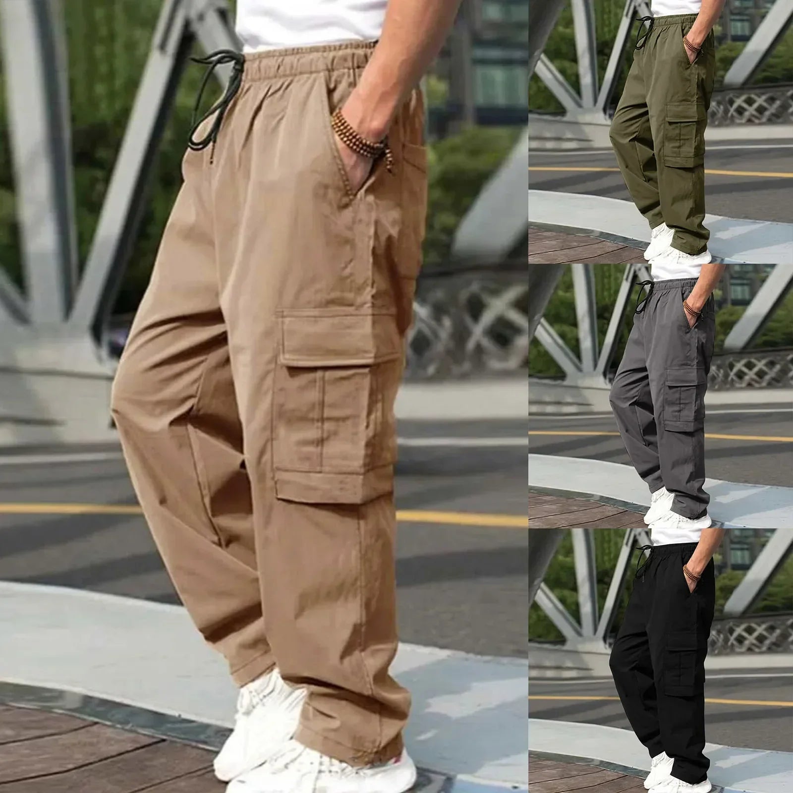 New Summer Men's Loose Fit Straight Leg Casual Pants - European & American Style Youth Fashion" cargo pants  mens pants