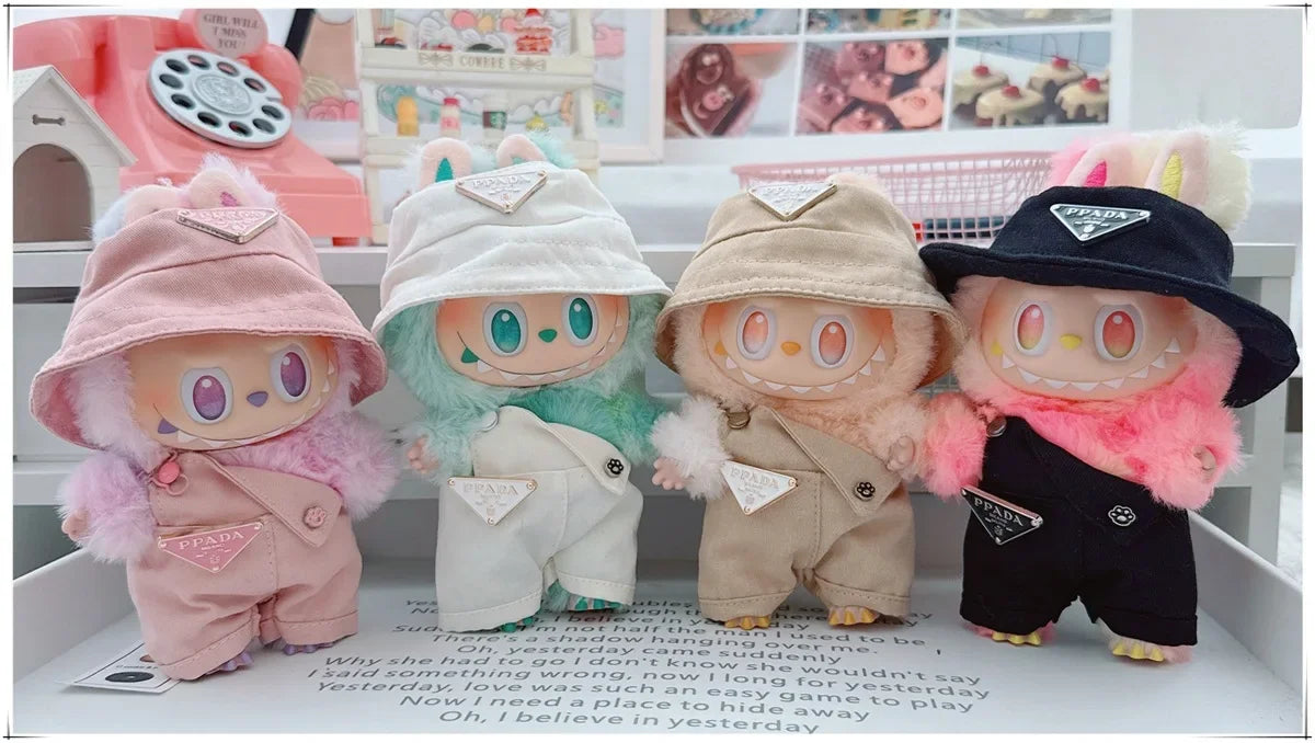 Para 15-17cm Labubu V1 V2 Idol muñeca traje sombrero monos ropa regalo Mini ropa de muñeca de peluche accesorios de atuendo