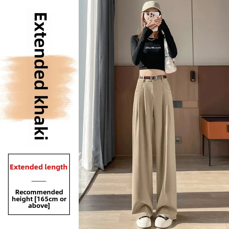High Waist Slim Fit Straight Leg Suit Pants Wide Leg Casual Trousers Women's Autumn New Arrival Red Color Business Office Wear