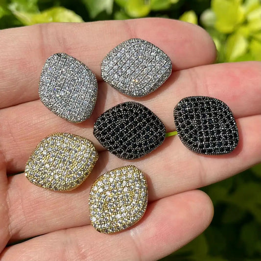 3Pcs/Lot Spacer Rhombus Beads Zirconia Paved Jewelry Finding Accessory 19x15.5x5mm