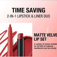 Integrated waterproof lipliner+lipstick lipstick lipstick set,no smudge,no fade,no cup,durable,easy to create a perfect makeup!