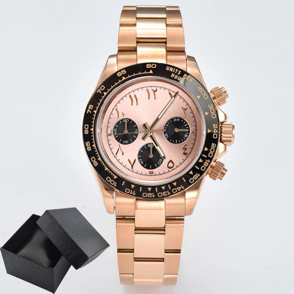 39.3mm VK63 Men's watch Arabian Dial customized Men's watch Luxury Quartz watch man VK63 Sport Chronograph Sapphire Glass watch