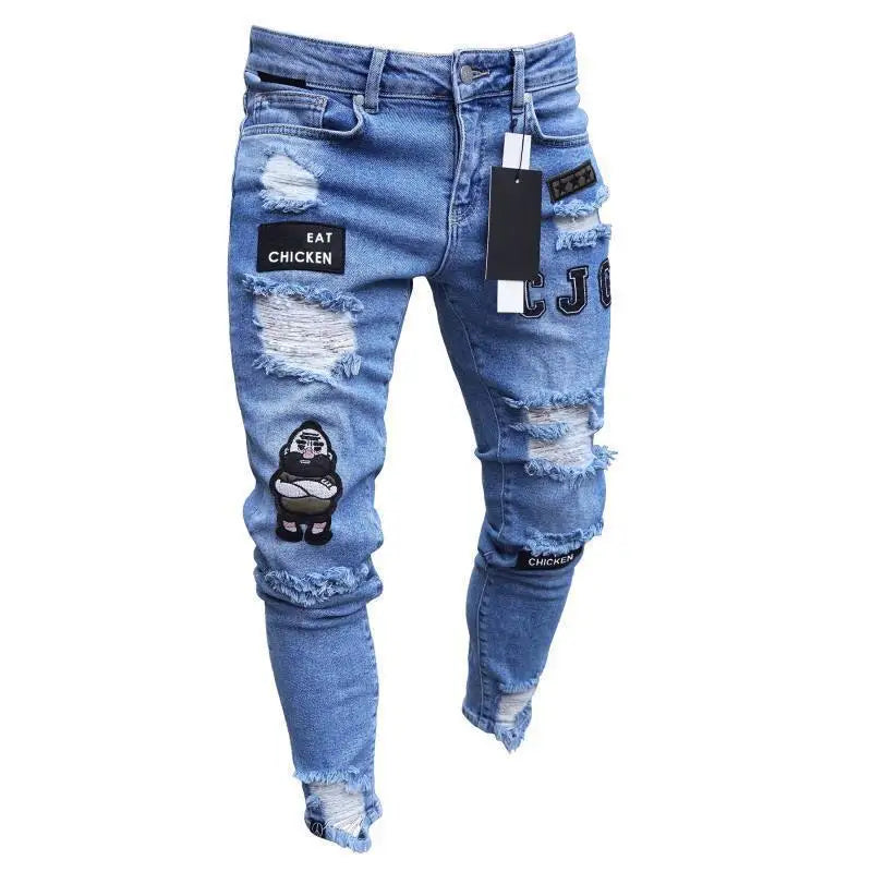 2024 Men Jeans Solid Pockets Stretch Denim Straight Pants Spring Summer Business Casual Trousers Daily Streetwear Men's Clothing