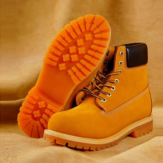 Unisex Leather Round Toe Thick Sole Safety Boots Casual Genuine Leather Quality Boots For Women Men