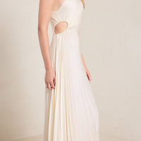 Women Elegant Long Dress Summer Sleeveless One-shoulder Pleated Hollowed Irregular Dress for Cocktail Party Beach Sundress Y2K