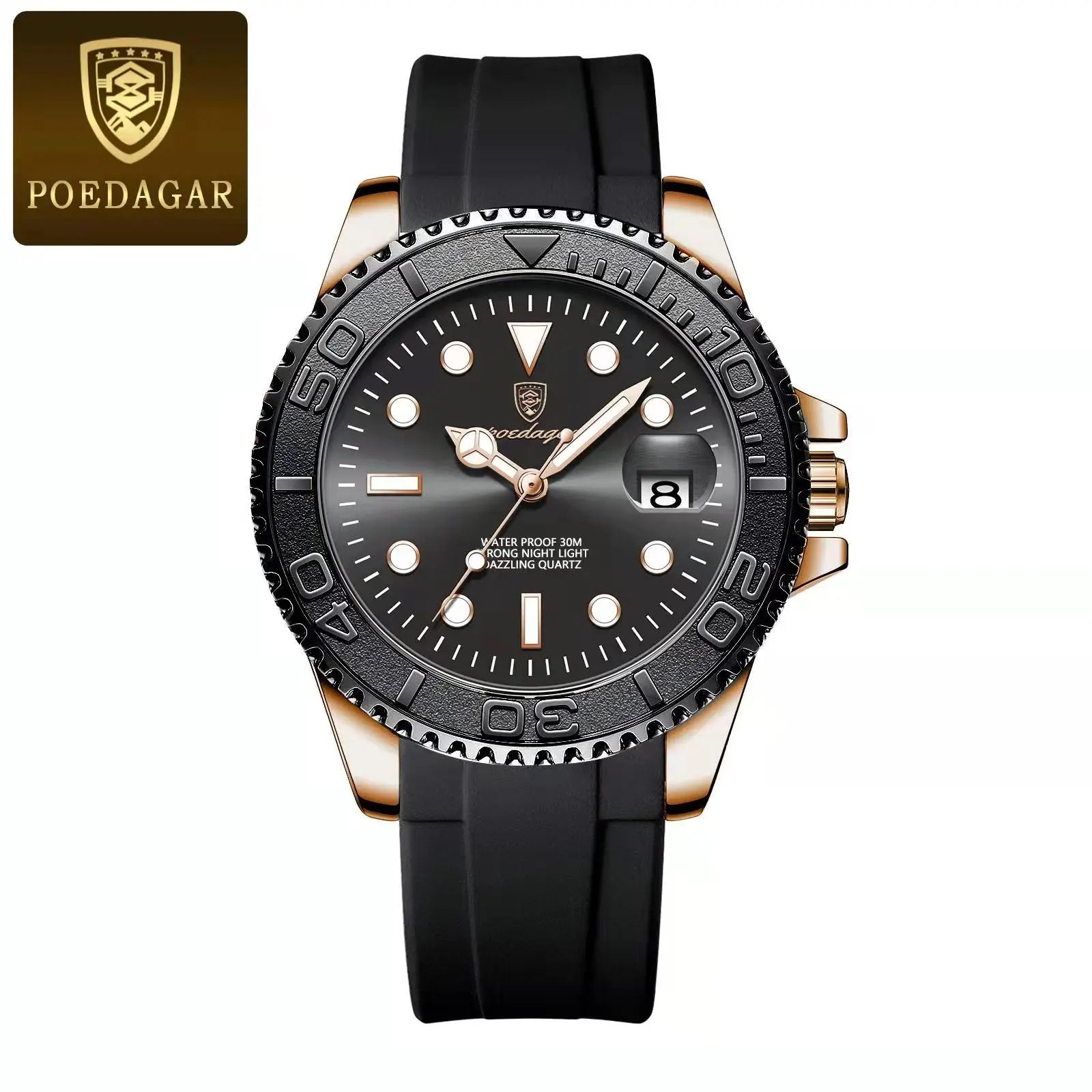POEDAGAR Business Luxury Man Watch Luminous Waterproof Date Stainless Steel Men Watch High Quality Military Men's Quartz Watches