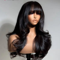 Body Wave Wig With Bangs Brazilian Human Hair Wig Sale Full Machine Made Fringe Glueless Wigs Ready To Wear 100% Original Hair
