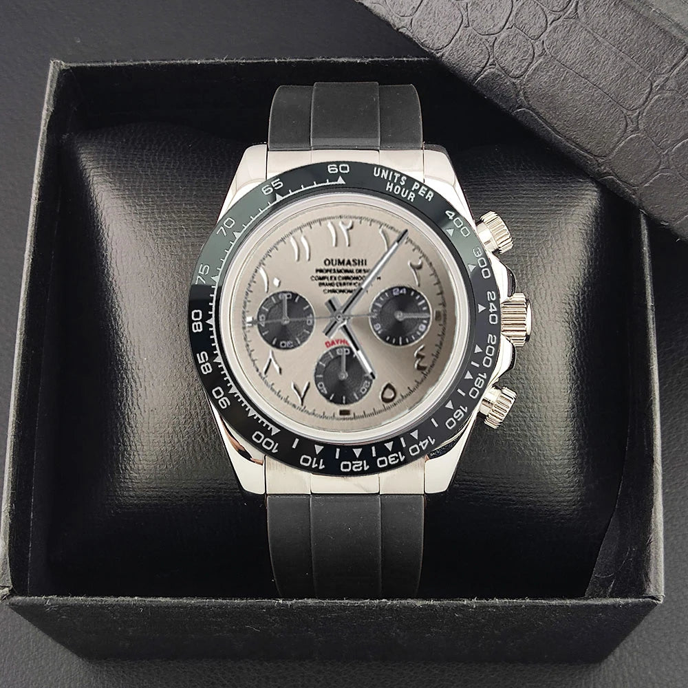 39.3mm VK63 Men's watch Arabian Dial customized Men's watch Luxury Quartz watch man VK63 Sport Chronograph Sapphire Glass watch