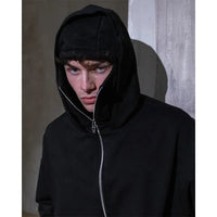 women's Men's and Balaclava Y2K Gothic Harajuku winter new item double hooded sweatshirt men's hooded mask zipper sportswear