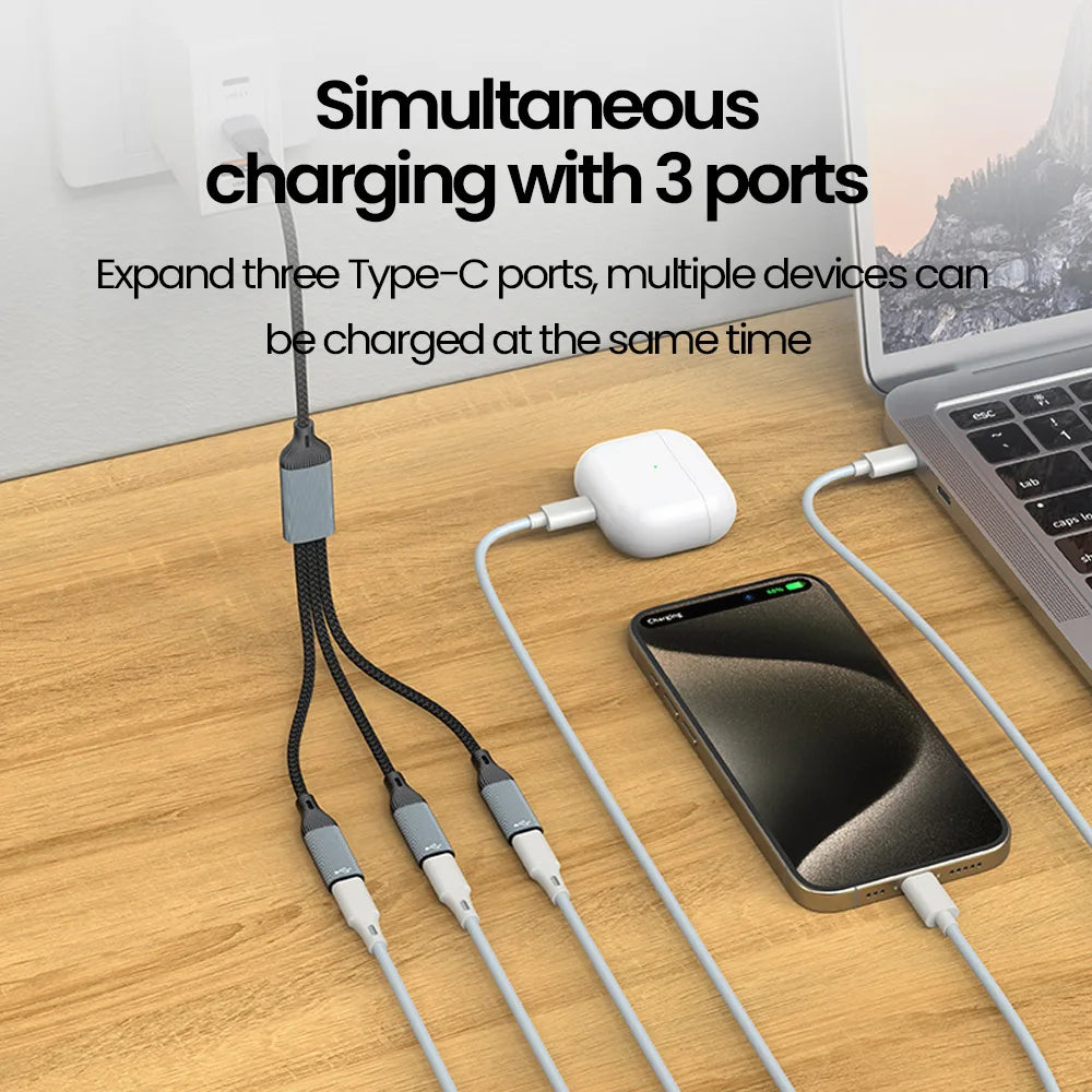 USB Type C HUB Multiple Splitter Adapter OTG Data Transfer 3/2 Port USB Power Charging Hub Cable Connector Adapter
