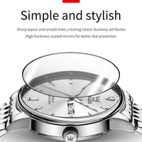 OLEVS Men's Watches Fashion Simple Calendar Week Luminous Waterproof  Steel Strap Man Watch Original Quartz Watches for Men 2929