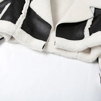 Weird Puss Furry Patchwork Women Crop Jacket Hipster Full Sleeve Open Stitch Hipster Streetwear Warm Outwear Basic Wild Coat