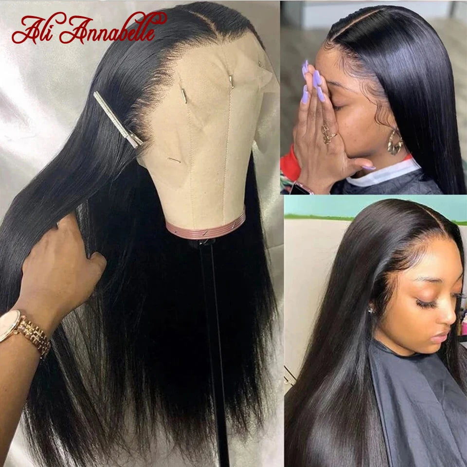 Malaysian Straight Lace Front Wigs Preplucked 13x4 13x6 Transparent Lace Frontal Wig Ali Annabelle Lace Front Human Hair Wigs