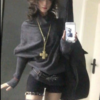 2000s Korean Fashion Slim Batwing Sleeve Autumn Sweaters Y2k Pure Color Subculture Casual Long Sleeve Pullovers Sweaters Chic