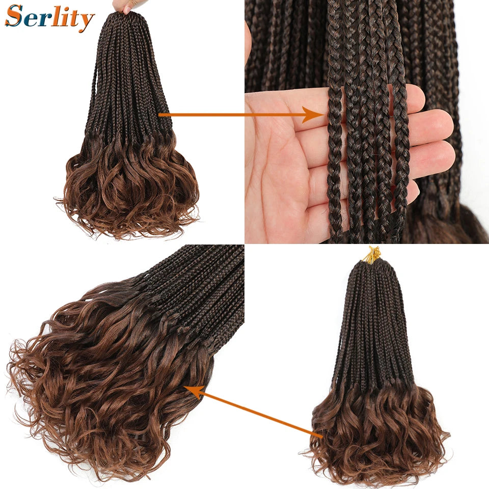 French Curl Crochet Braids 14 Inch Kid-Friendly Goddess Box Braids with Bouncy Curly Ends French Curls Braiding Hair for Women