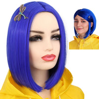 Synthetic Short Straight Bob Wig Middle Part Heat Resistant Synthetic Wigs for Halloween Cosplay Party