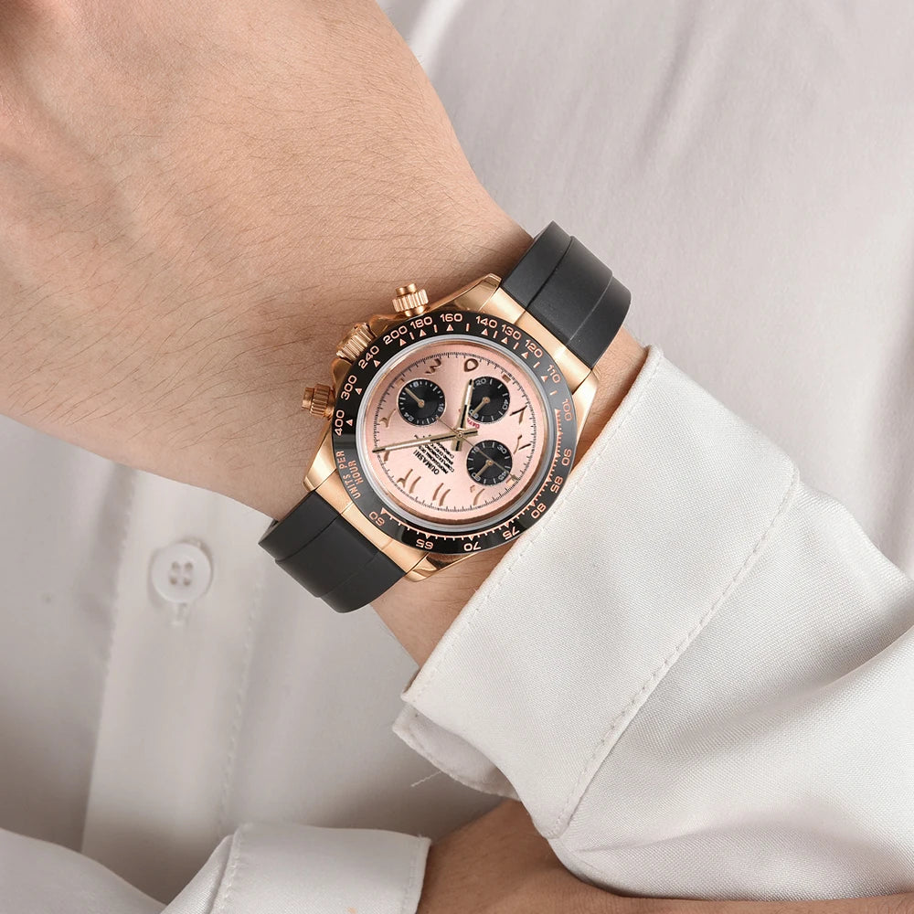 39.3mm VK63 Men's watch Arabian Dial customized Men's watch Luxury Quartz watch man VK63 Sport Chronograph Sapphire Glass watch