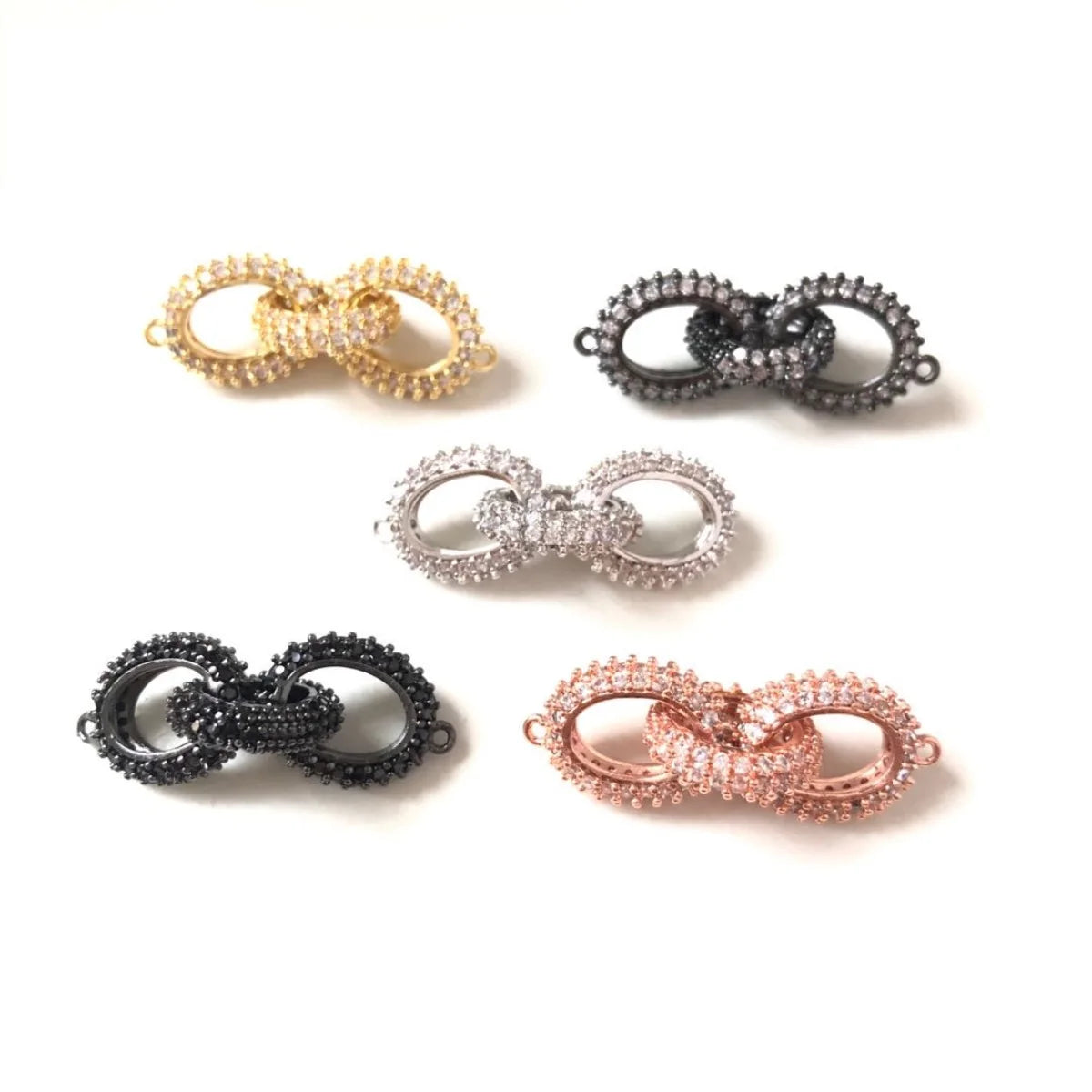 5pcs Zirconia Paved 3 Circles Connectors for Women Bracelets Girl Necklaces Making Bling Gold-Plated Jewelry Findings Wholesale